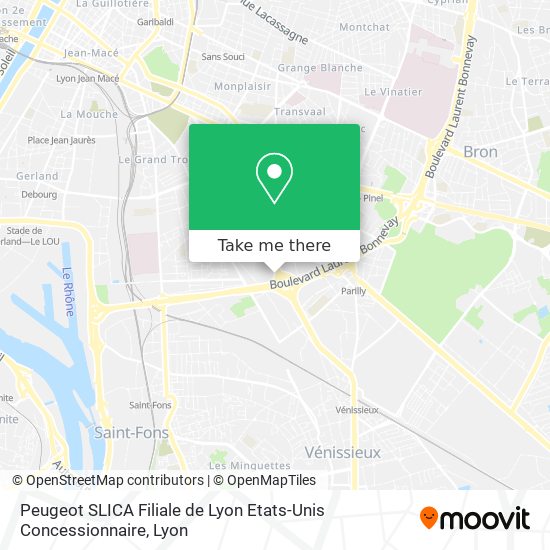 Peugeot SLICA Filiale de Lyon Etats-Unis Concessionnaire map