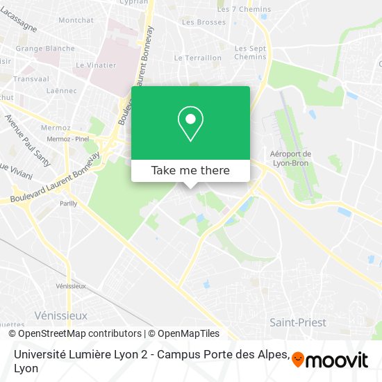 Mapa Université Lumière Lyon 2 - Campus Porte des Alpes