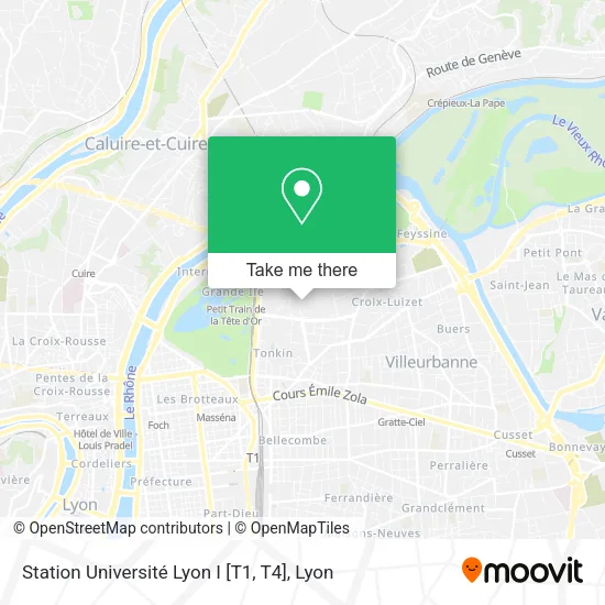 Station Université Lyon I [T1, T4] map