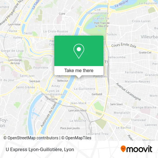 U Express Lyon-Guillotière map