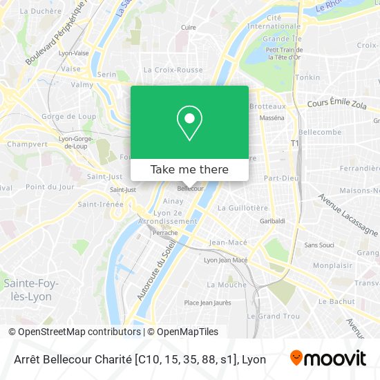 Mapa Arrêt Bellecour Charité [C10, 15, 35, 88, s1]