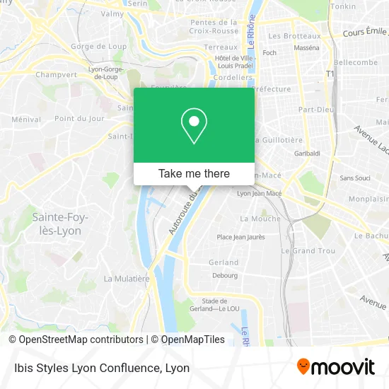 Ibis Styles Lyon Confluence map
