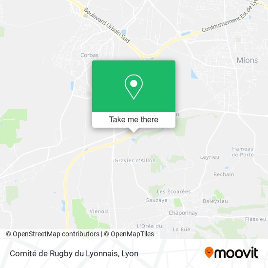 Comité de Rugby du Lyonnais map