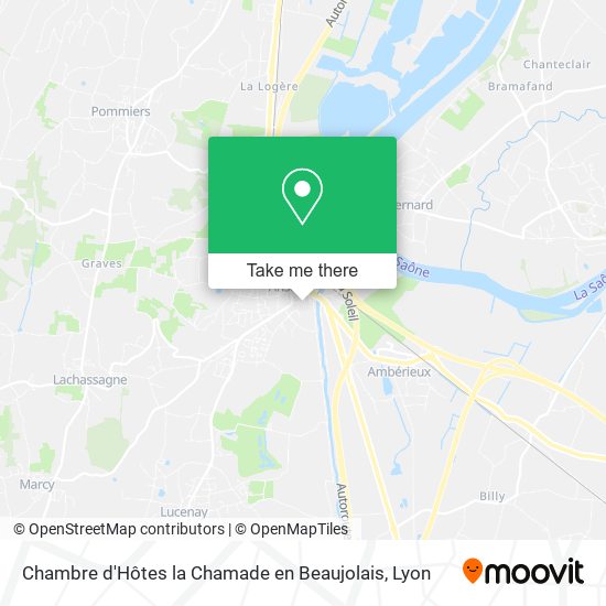 Chambre d'Hôtes la Chamade en Beaujolais map