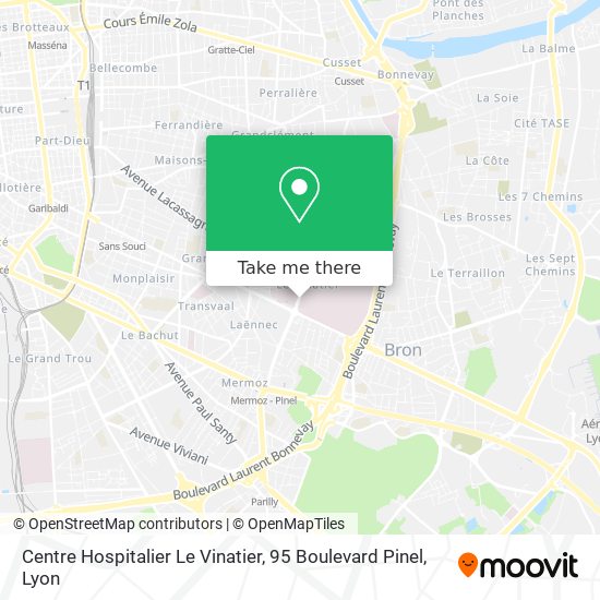 Mapa Centre Hospitalier Le Vinatier, 95 Boulevard Pinel