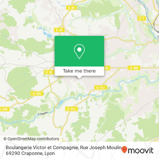 Mapa Boulangerie Victor et Compagnie, Rue Joseph Moulin 69290 Craponne