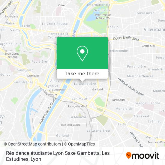 Résidence étudiante Lyon Saxe Gambetta, Les Estudines map