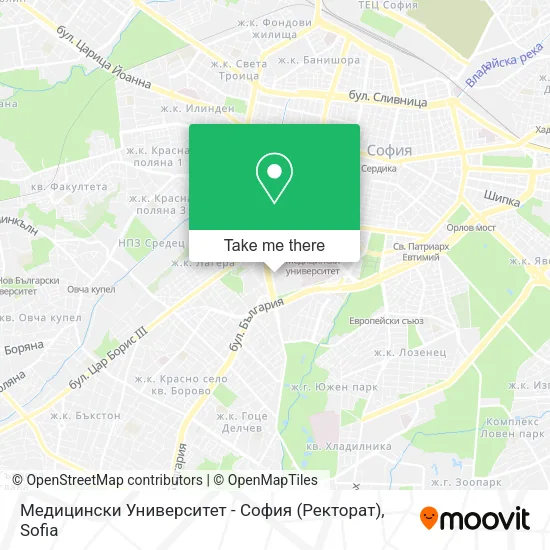 Карта Медицински Университет - София (Ректорат)