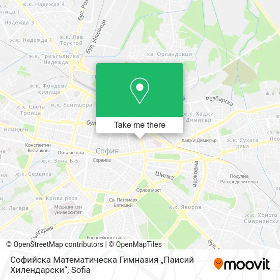 Карта Софийска Математическа Гимназия „Паисий Хилендарски“
