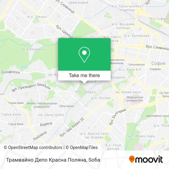 Карта Трамвайно Депо Красна Поляна