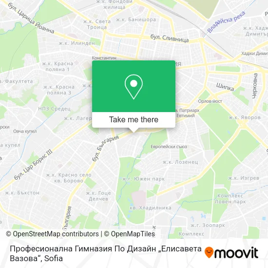 Карта Професионална Гимназия По Дизайн „Елисавета Вазова“