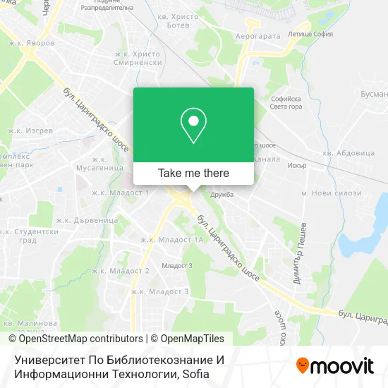 Карта Университет По Библиотекознание И Информационни Технологии