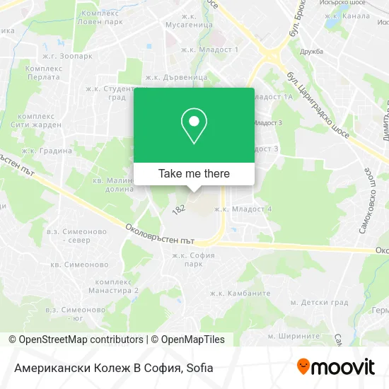 Карта Американски Колеж В София