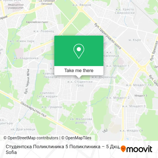 Карта Студентска Поликлиника 5 Поликлиника – 5 Дкц