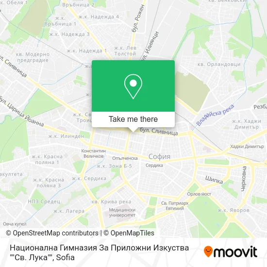 Карта Национална Гимназия За Приложни Изкуства ""Св. Лука""