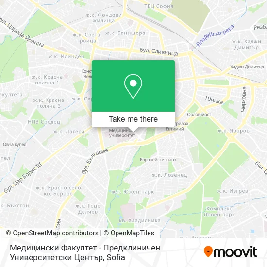 Карта Медицински Факултет - Предклиничен Университетски Център