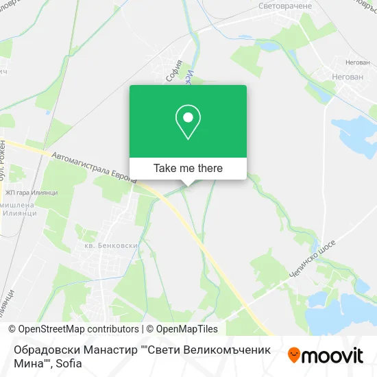 Карта Обрадовски Манастир ""Свети Великомъченик Мина""