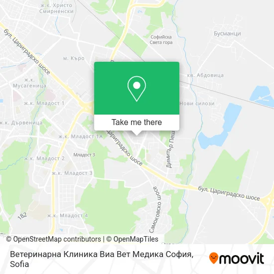 Карта Ветеринарна Клиника Виа Вет Медика София