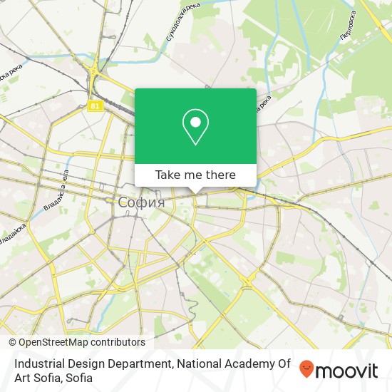 Карта Industrial Design Department, National Academy Of Art Sofia