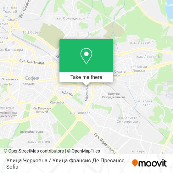 Карта Улица Черковна / Улица Франсис Де Пресансе