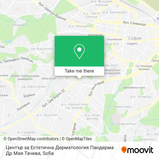 Карта Център за Естетична Дерматология Пандерма Др Мая Тачева