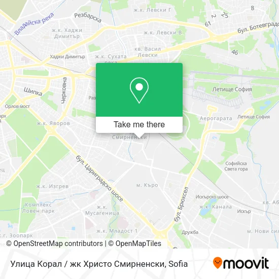 Карта Улица Корал / жк Христо Смирненски