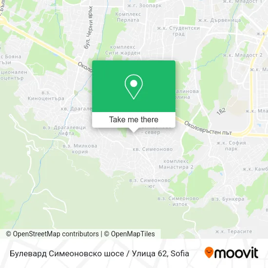 Карта Булевард Симеоновско шосе / Улица 62