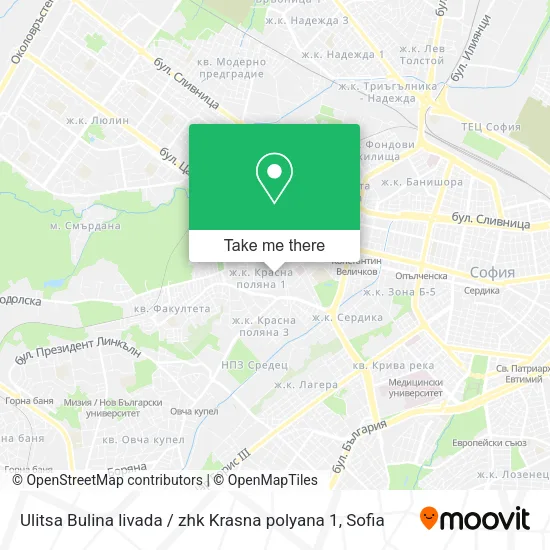 Карта Ulitsa Bulina livada / zhk Krasna polyana 1