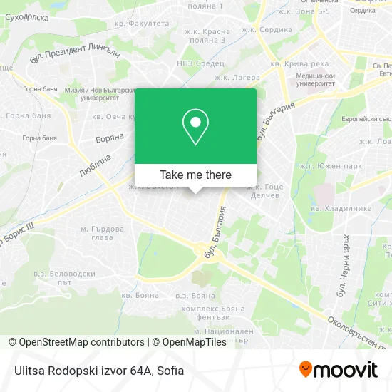Карта Ulitsa Rodopski izvor 64А