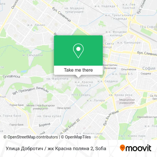 Карта Улица Добротич / жк Красна поляна 2
