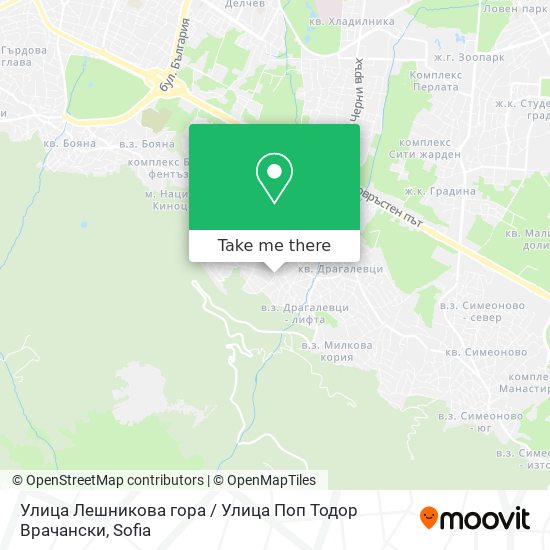 Карта Улица Лешникова гора / Улица Поп Тодор Врачански