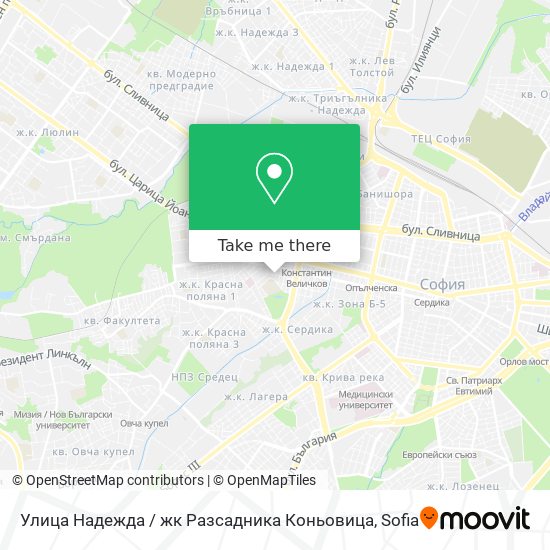 Улица Надежда / жк Разсадника Коньовица map