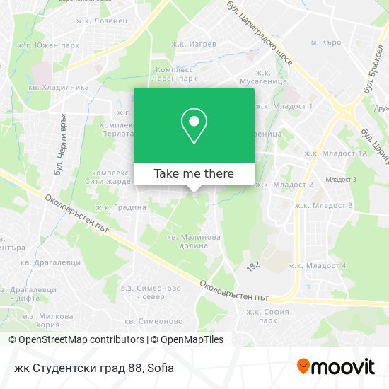 жк Студентски град 88 map