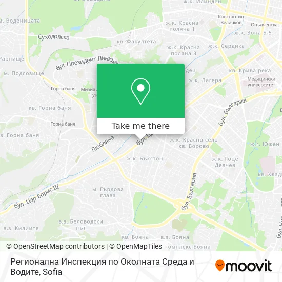 Карта Регионална Инспекция по Околната Среда и Водите