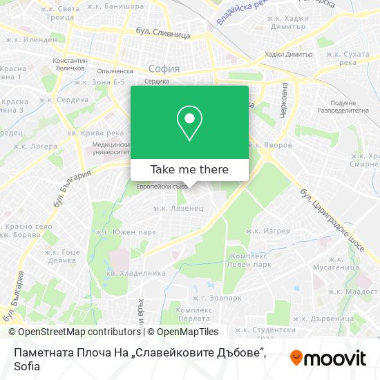 Паметната Плоча На „Славейковите Дъбове” map