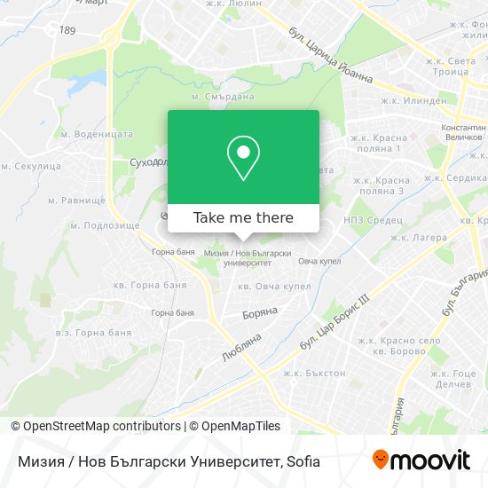 Мизия / Нов Български Университет map