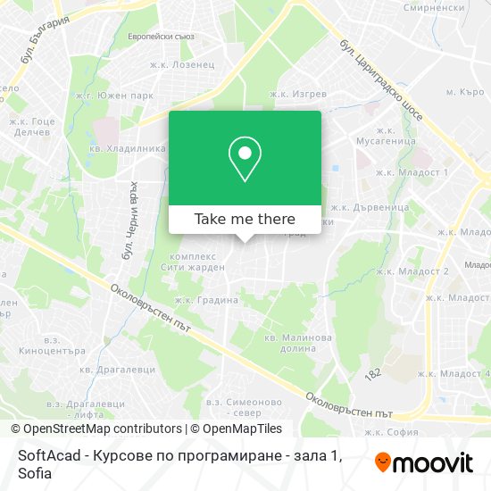 SoftAcad - Курсове по програмиране - зала 1 map