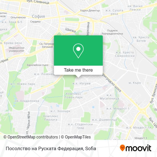 Карта Посолство на Руската Федерация