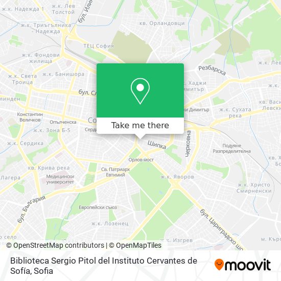 Карта Biblioteca Sergio Pitol del Instituto Cervantes de Sofía