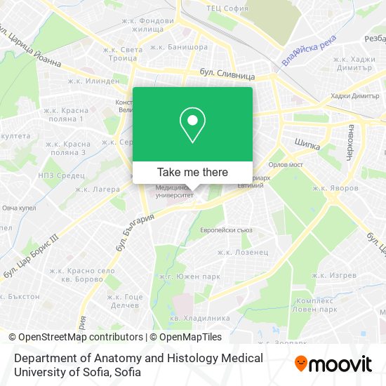 Карта Department of Anatomy and Histology Medical University of Sofia