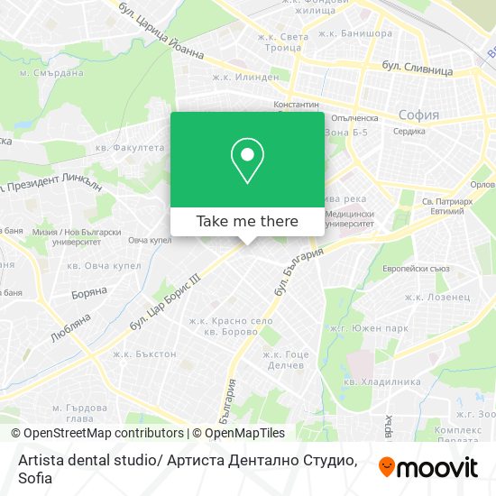 Карта Artista  dental studio/  Артиста  Дентално Студио