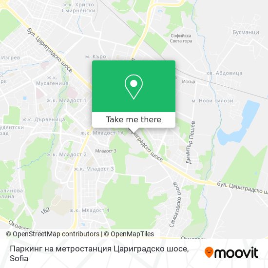 Карта Паркинг на метростанция  Цариградско шосе