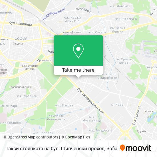 Карта Такси стоянката на бул.  Шипченски проход