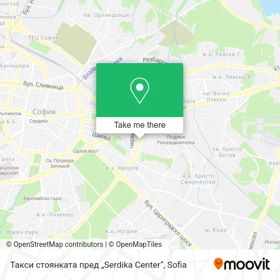 Карта Такси стоянката пред „Serdika Center“