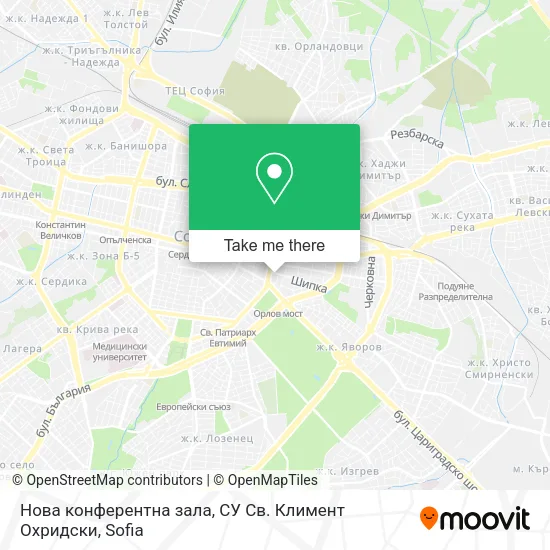 Карта Нова конферентна зала, СУ  Св. Климент Охридски