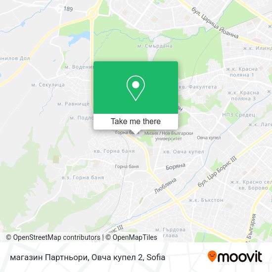 Карта магазин Партньори, Овча купел 2
