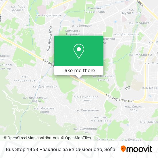 Карта Bus Stop 1458  Разклона за кв.Симеоново