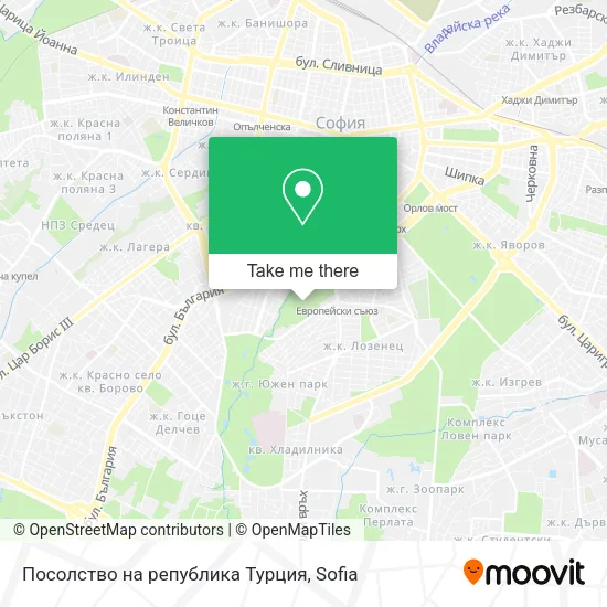 Карта Посолство на република Турция