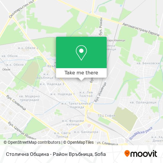 Карта Столична Община - Район Връбница