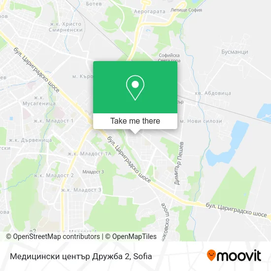 Карта Медицински център  Дружба 2